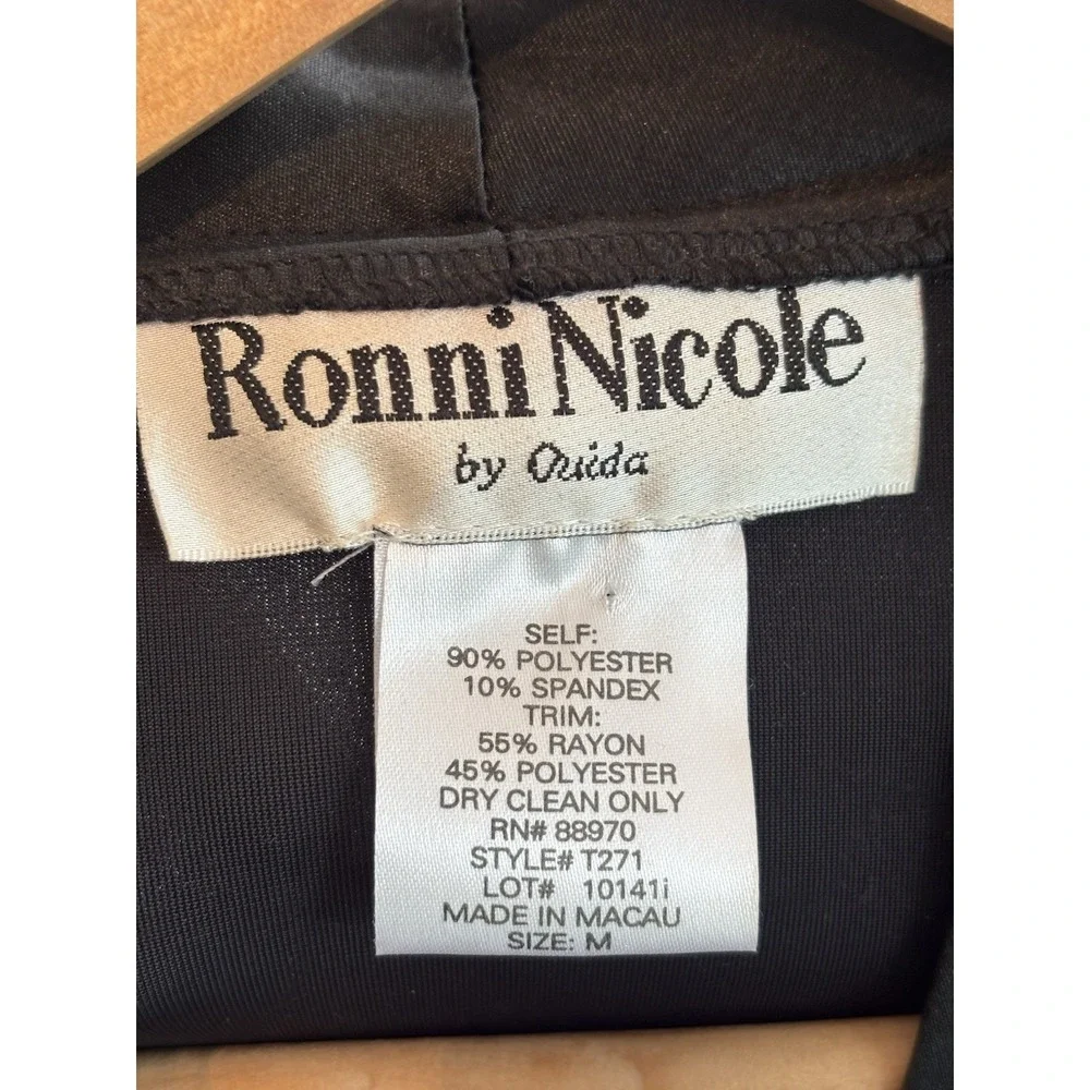 Ronnie Nicole‎ Med Velvet Black Jacket Satin Bow Snap Front Party Sp Occasion